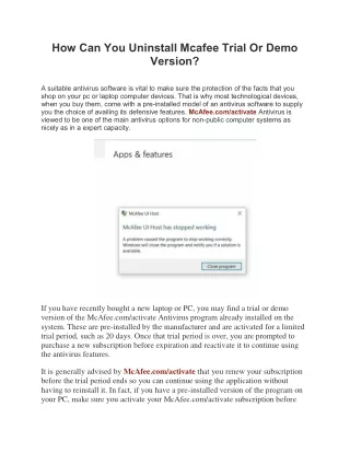 how can you uninstall mcafee trial or demo version