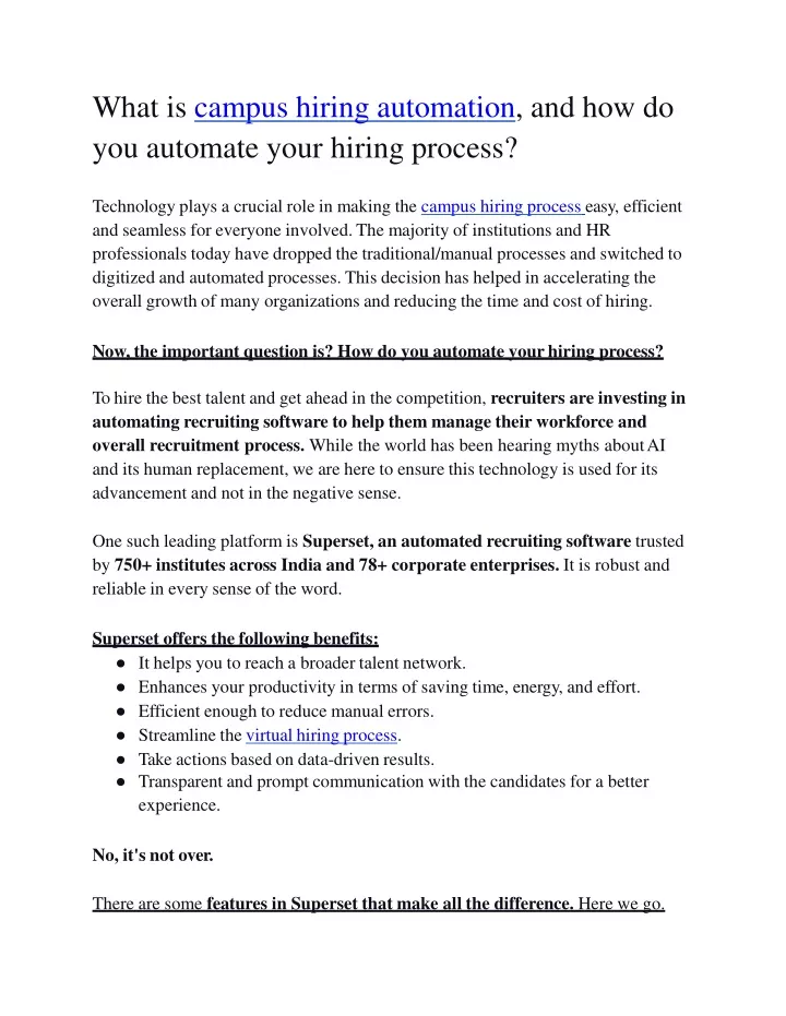 what is campus hiring automation and how do you automate your hiring process