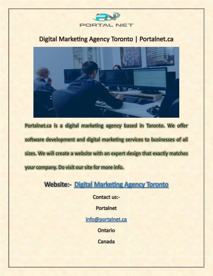 digital marketing agency toronto portalnet ca