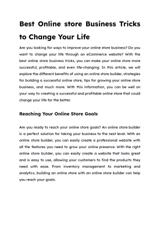 Best Online store Business Tricks to Change Your Life