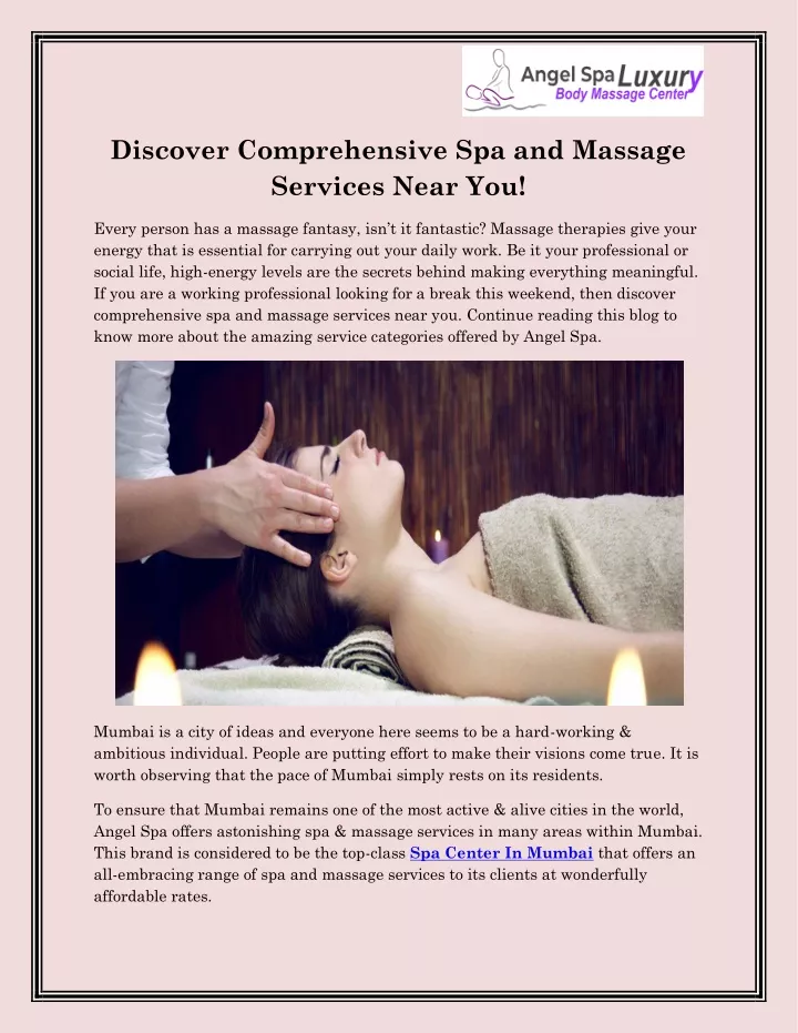 discover comprehensive spa and massage services