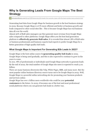 why is generating leads from google maps the best