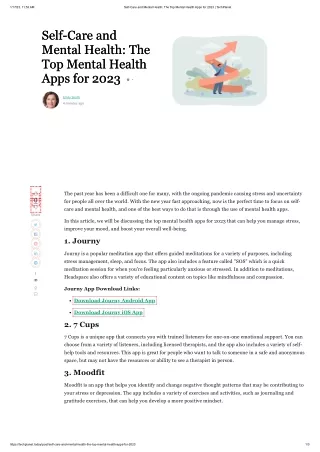Self-Care and Mental Health The Top Mental Health Apps for 2023