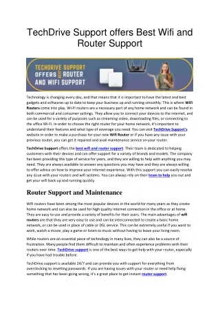 techdrive support offers best wifi and router