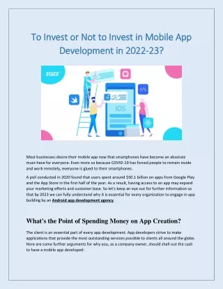 To Invest or Not to Invest in Mobile App Development in 2022-23