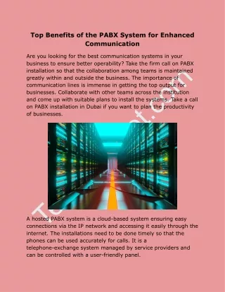 Top Benefits of the PABX System for Enhanced Communication