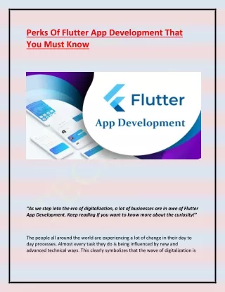 perks of flutter app development that you must