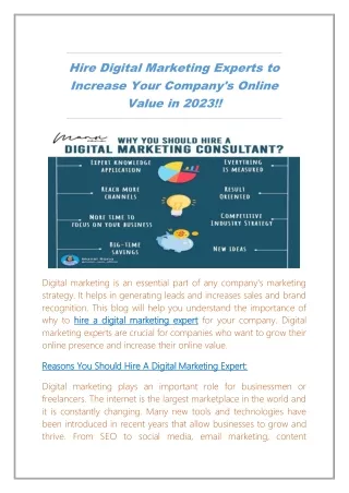 Hire Digital Marketing Experts to Increase Your Company's Online Value in 2023!!