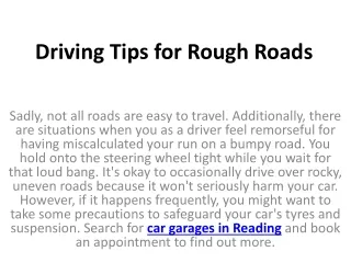 driving tips for rough roads