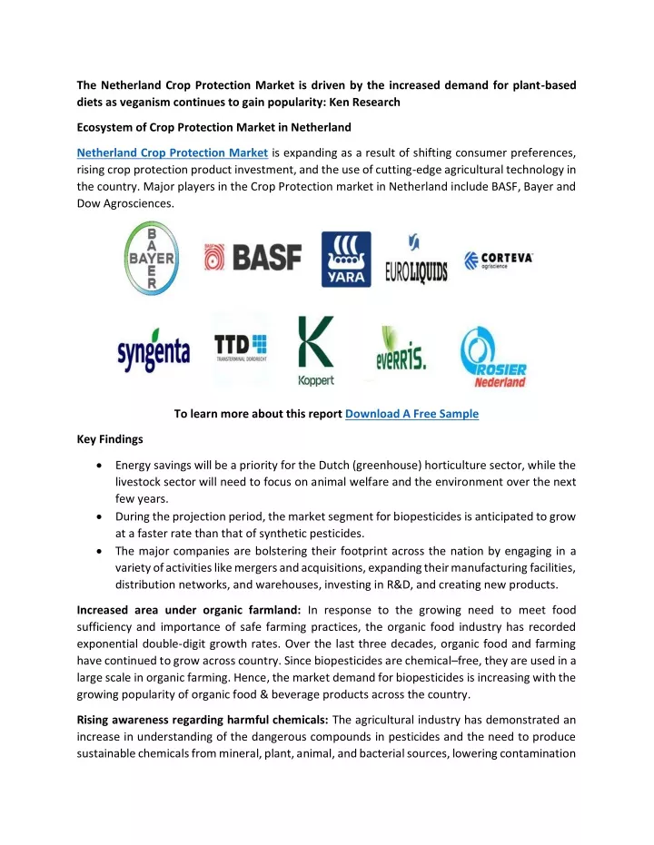 the netherland crop protection market is driven