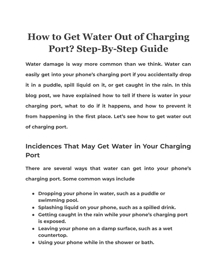 how to get water out of charging port step