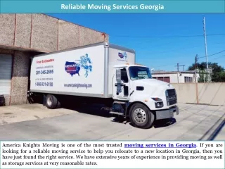 Reliable Moving Services Georgia