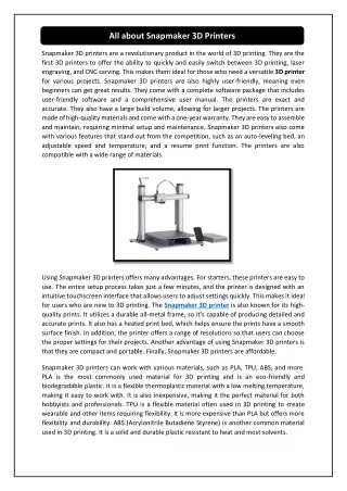 all about snapmaker 3d printers