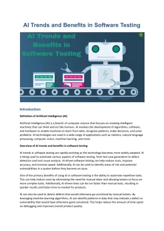 ai trends and benefits in software testing