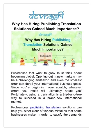 why has hiring publishing translation solutions