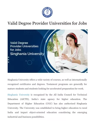 Valid Degree Provider Universities for Jobs
