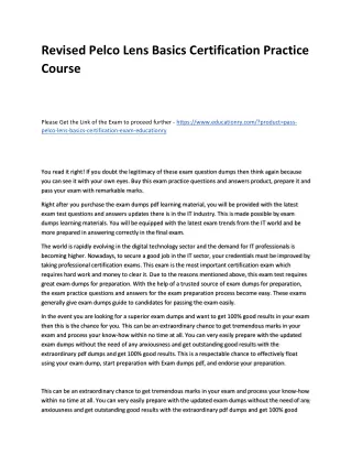 revised pelco lens basics certification practice