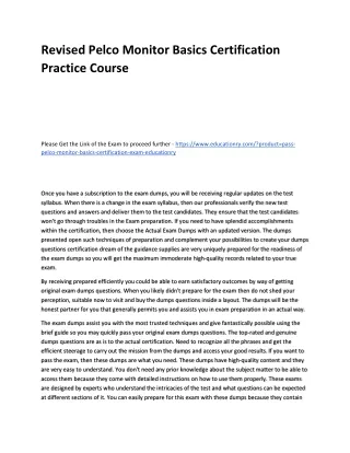 revised pelco monitor basics certification