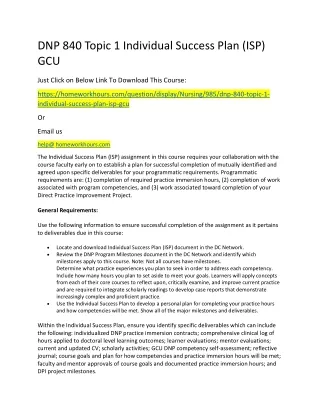 dnp 840 topic 1 individual success plan isp gcu