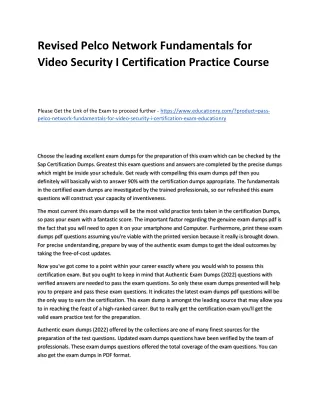 revised pelco network fundamentals for video