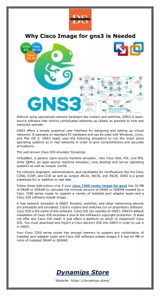 Why Cisco Image for gns3 is Needed