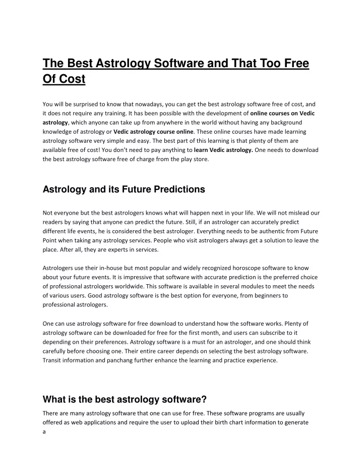 the best astrology software and that too free