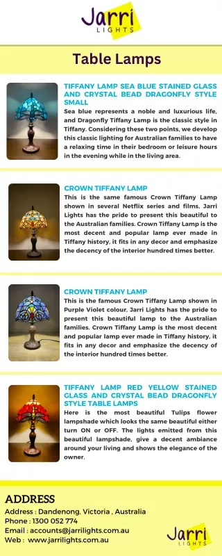 Jarri Lights Presents Tiffany Table Lamps to Illuminate With Style