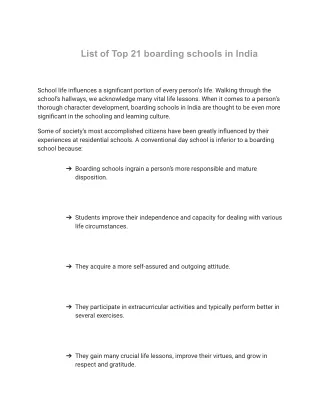 TOP 21 SCHOOLS  IN INDIA