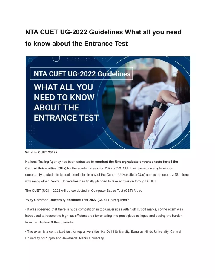 nta cuet ug 2022 guidelines what all you need