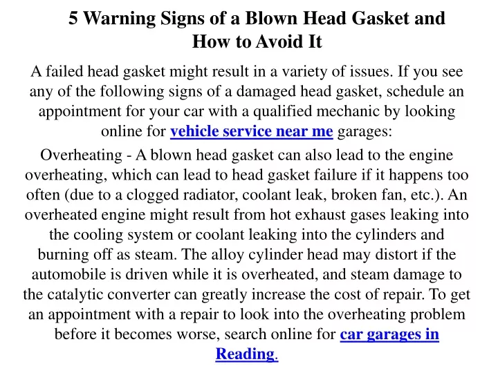 5 warning signs of a blown head gasket and how to avoid it