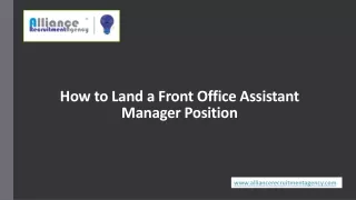 how to land a front office assistant manager position