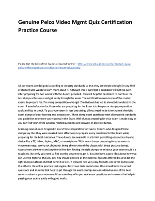 genuine pelco video mgmt quiz certification