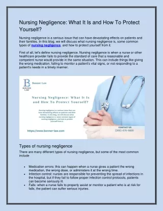 Nursing Negligence: What It Is and How To Protect Yourself?