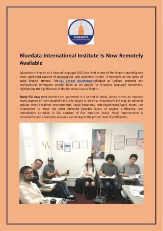 bluedata international institute is now remotely