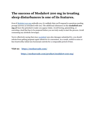 the success of modalert 200 mg in treating sleep