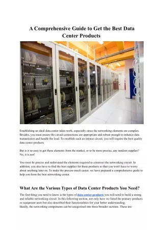 A Full Guide to Purchasing the Best Data Center Products