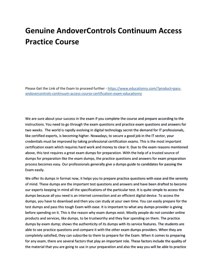 genuine andovercontrols continuum access practice