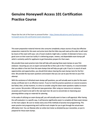 genuine honeywell access 101 certification