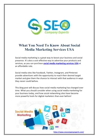 What You Need To Know About Social Media Marketing Services USA