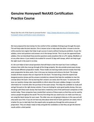 genuine honeywell netaxs certification practice