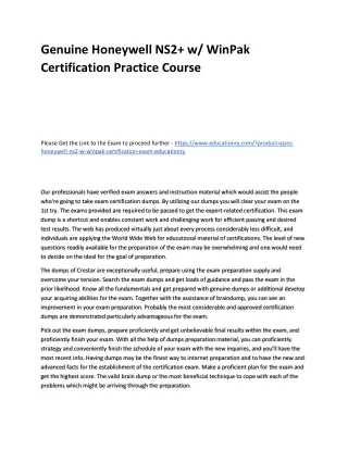 genuine honeywell ns2 w winpak certification