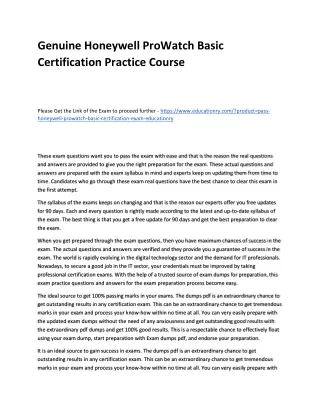 genuine honeywell prowatch basic certification