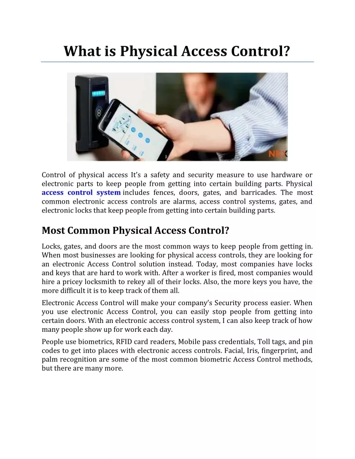 what is physical access control