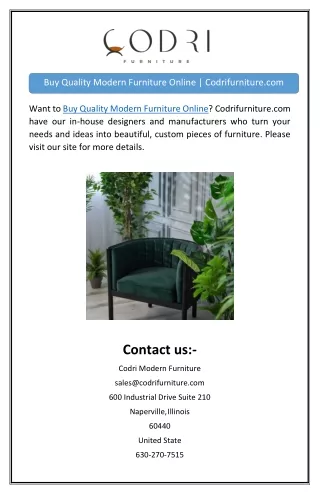 Buy Quality Modern Furniture Online | Codrifurniture.com