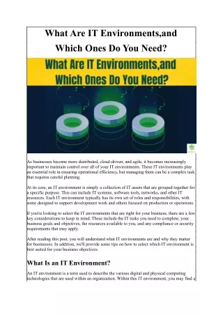 what are it environments and which ones