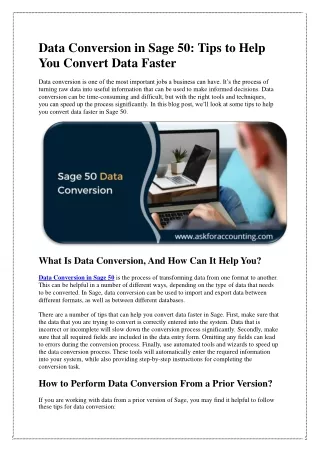 Data Conversion in Sage 50: Tips To Help You Convert Data Faster