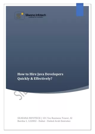 How to Hire Java Developers Quickly & Effectively by Silwana Infotech