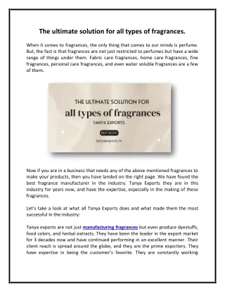 the ultimate solution for all types of fragrances