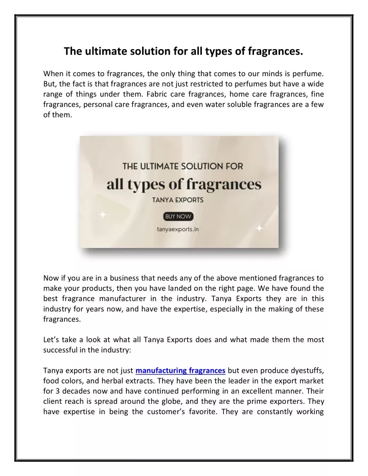 the ultimate solution for all types of fragrances