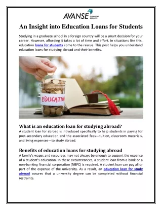 An Insight into Education Loans for Students